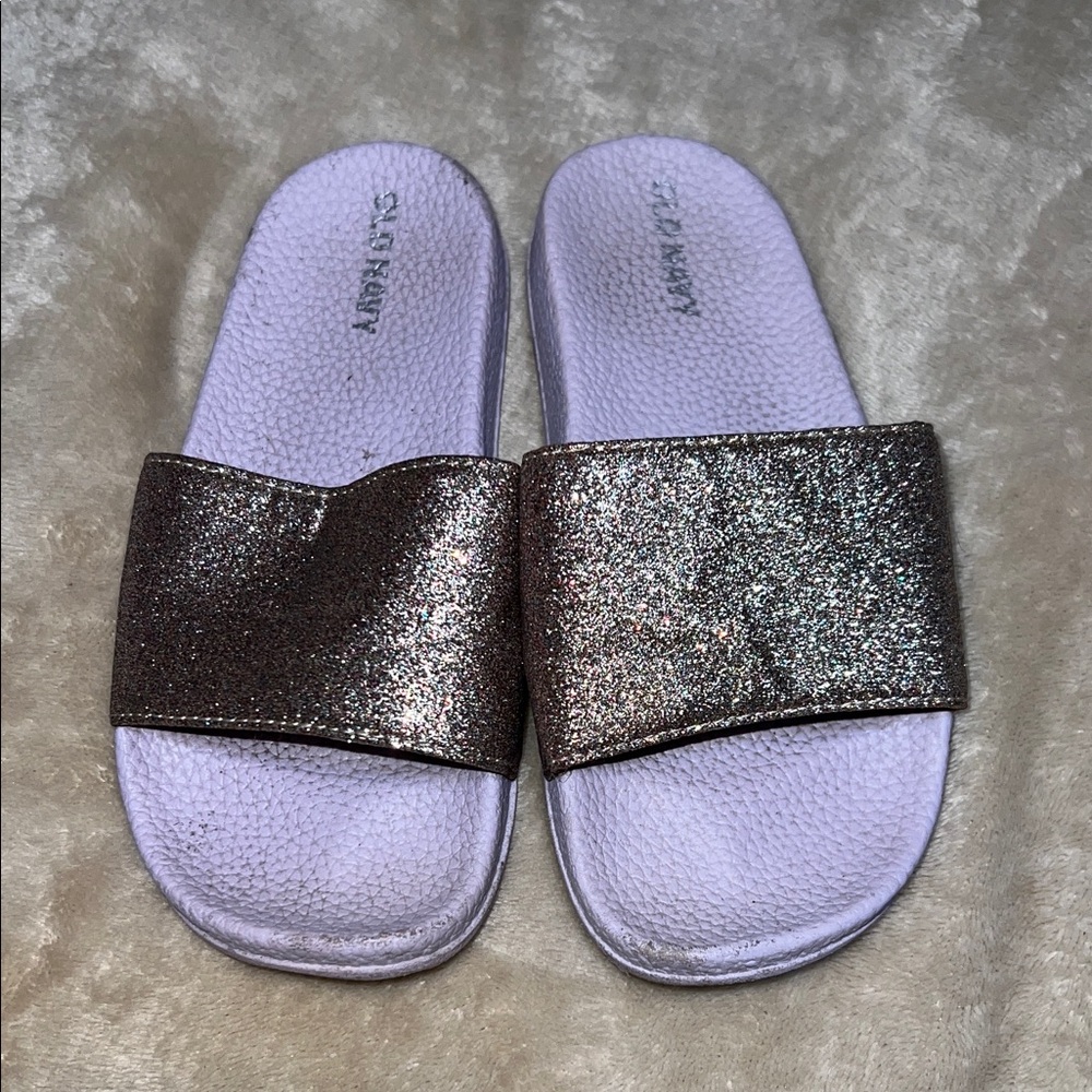 Old Navy Kids Sparkle Slide Sandals - Lavender and Glitter